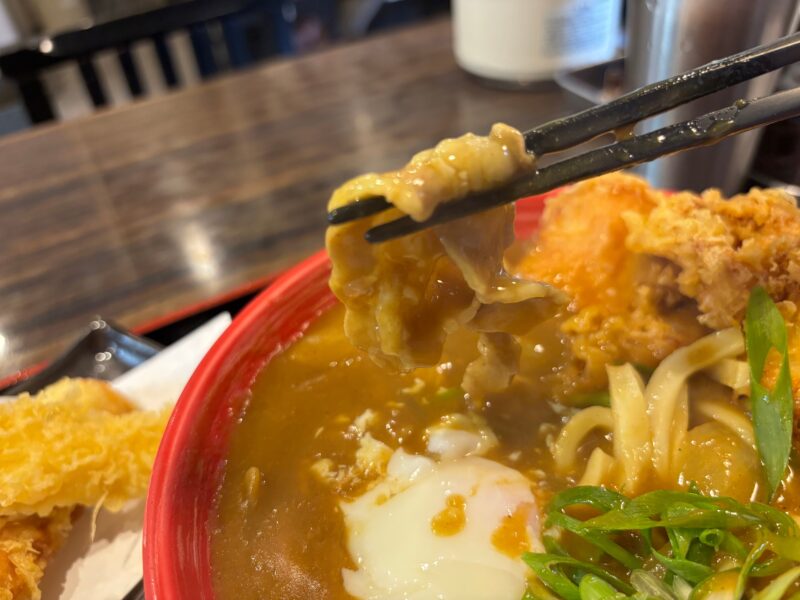 大阪 門真 三ツ島 真打の「温玉とり天カレー」の豚肉