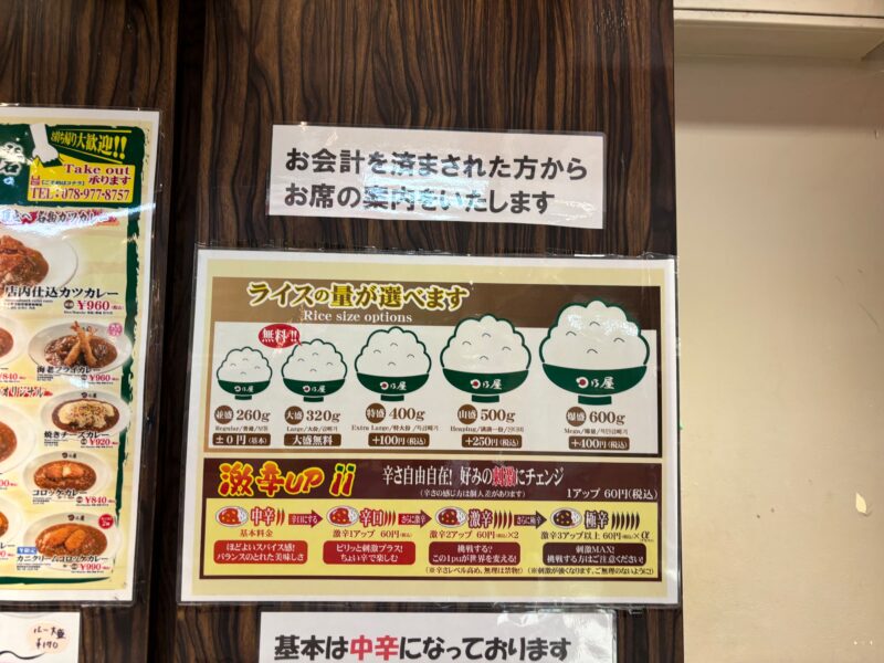 日乃屋カレー さんちか店 ご飯の量
